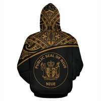 Niue Polynesian Custom Zip up Hoodie Curve Gold - Polynesian Pride