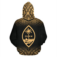 Guam All Over Custom Zip up Hoodie Gold Fog - Polynesian Pride