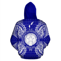 Northern Mariana Islands Polynesian All Over Zip up Hoodie Map Blue - Polynesian Pride