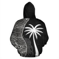 Samoa Polynesian Hoodie Coconut Tree Black - Polynesian Pride