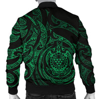 Polynesian Hawaii Men's Bomber Jacket - Green Turtle Tribal - Polynesian Pride