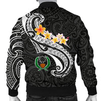 Pohnpei Custom Personalised Men's Bomber Jacket - Pohnpei Seal Polynesian Patterns Plumeria (Black) - Polynesian Pride