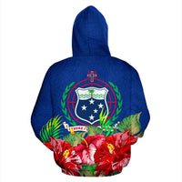 Samoa Polynesian Zip Hoodie Flag Hibiscus - Polynesian Pride