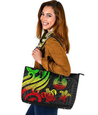 American Samoa Large Laether Tote - Reggae Tentacle Turtle - Polynesian Pride