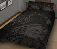 Hawaii Quilt Bed Set - Turtle Polynesian Map Plumeria Gray - Polynesian Pride