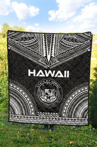 Hawaii Premium Quilt - Hawaii Seal Polynesian Chief Black Version - Polynesian Pride