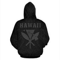 Polynesian Fish Hook Kanaka Map of Hawaii Zip Hoodie Grey - Polynesian Pride
