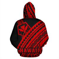 Hawaii Kanaka Polynesian Hoodie Poly Style Red - Polynesian Pride