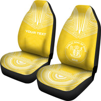 Niue Custom Personalised Car Seat Cover - Niue Seal Polynesian Chief Tattoo Flag Version - Polynesian Pride
