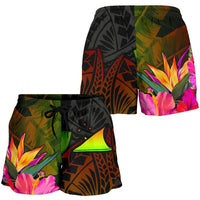 Tokelau Polynesian Women's Shorts - Hibiscus and Banana Leaves - Polynesian Pride