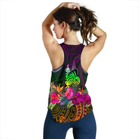 New Caledonia Polynesian Personalised Women's Racerback Tank - Summer Hibiscus - Polynesian Pride