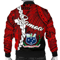 Samoa Polynesian Custom Personalised Men's Bomber Jacket - Tribal Wave Tattoo Flag Color - Polynesian Pride