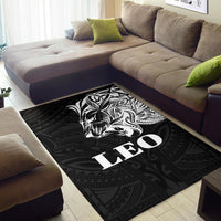 Sun In Leo Zodiac Area Rug Polynesian Tattoo Simple - White - Polynesian Pride