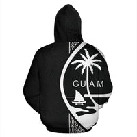 Guam Polynesian Zip up Hoodie White Line - Polynesian Pride