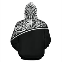 Poly All Over Print Custom Hoodie Polynesian Curve Black Style - Polynesian Pride