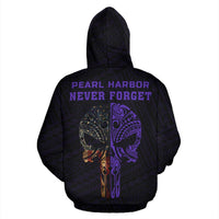 Polynesian Kakau Skull National Pearl Harbor Remembrance Day Hawaii Zip Hoodie Purple - Polynesian Pride