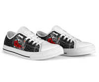 Polynesian Hawaii Kanaka Maoli Low Top Shoe - Humpback Whale with Hibiscus (White) - Polynesian Pride
