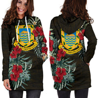 Tuvalu Hoodie Dress - Tuvalu Coat Of Arms Hibiscus - Polynesian Pride