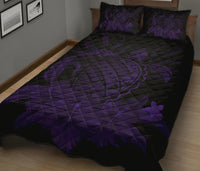 Hawaii Turtle Map Hibiscus Quilt Bed Set - Purple - Polynesian Pride