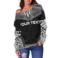 Norfolk Island Polynesian Chief Custom Personalised Women's Off Shoulder Sweater - Black Version - Polynesian Pride