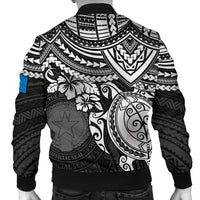 Northern Mariana Islands Polynesian Bomber Jacket (Men) - White Turtle - Polynesian Pride