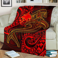 Papua New Guinea Premium Blanket - Red Shark Polynesian Tattoo - Polynesian Pride