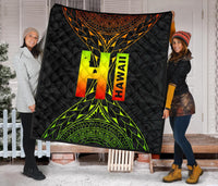 Hawaii Polynesian Quilt - Hawaii Map Reggae Color Version - Polynesian Pride