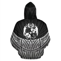 Tonga Polynesian Zip up Hoodie Black Pride Map and Seal - Polynesian Pride