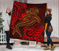Samoa Premium Quilt - Red Shark Polynesian Tattoo - Polynesian Pride