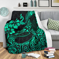 Polynesian Hawaii Premium Blanket - Polynesian Turquoise Humpback Whale - Polynesian Pride