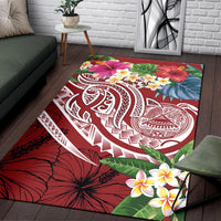 Polynesian American Samoa Area Rug - Summer Plumeria (Red) - Polynesian Pride
