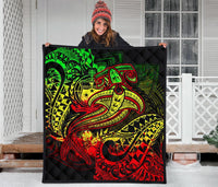 Samoa Premium Quilt - Reggae Shark Polynesian Tattoo - Polynesian Pride