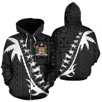 Fiji Cibi Zip up Hoodie Fiji Coat of Arms Black Unisex Black - Polynesian Pride