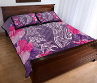 Hawaii Shark Turtle Hibiscus Quilt Bed Set - Wreath Style - AH - Polynesian Pride