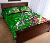 Tonga Custom Personalised Quilt Bed Set - Turtle Plumeria (Green) - Polynesian Pride