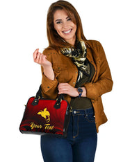 Papua New Guinea Custom Personalised Shoulder Handbag - Raggiana Bird of Paradise Polynesian Patterns - Polynesian Pride