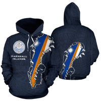 Marshall Islands Polynesian Hoodie Marshall Islands Seal Flag Unisex Navy - Polynesian Pride