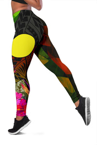 Palau Polynesian Personalised Women's Leggings - Hibiscus and Banana Leaves - Polynesian Pride