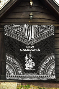 New Caledonia Premium Quilt - New Caledonia Coat Of Arms Polynesian Chief Black Version - Polynesian Pride