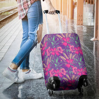 Tropical Hibiscus Purple Luggage Cover - Polynesian Pride