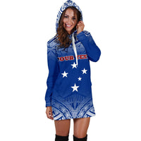 Samoa Custom Personalised Women's Hoodie Dress - Polynesian Fog Blue - Polynesian Pride