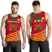 Papua New Guinea Rugby Men Tank Top Coconut Leaves - The Kumuls - Polynesian Pride