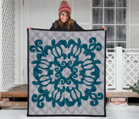 Hawaiian Quilt Turtle Pattern New Gray Premium Quilt - Skin Style - AH - Polynesian Pride