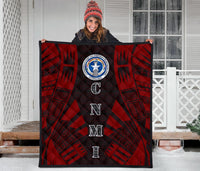 Northern Mariana Islands Premium Quilt - Northern Mariana Islands Seal Polynesian Red Tattoo - Polynesian Pride