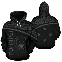 Pohnpei All Over Hoodie Micronesia Curve Style Unisex Black - Polynesian Pride