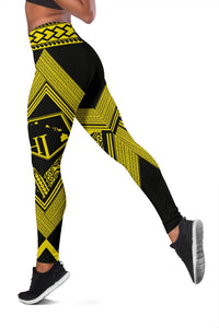 Hawaii Turtle Polynesian Yellow Leggings - Diamond Style - Polynesian Pride