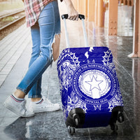 Northern Mariana Islands Polynesian Luggage Covers Map Blue - Polynesian Pride