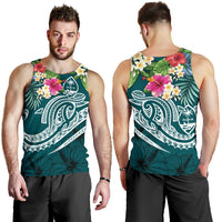 Guam Polynesian Men's Tank Top - Summer Plumeria (Turquoise) - Polynesian Pride