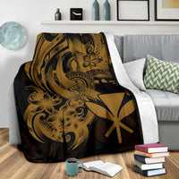 Polynesian Hawaii All Over Premium Blanket - Kanaka Maoli Gold Turtle - Polynesian Pride