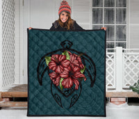 Hawaii Turtle Hibiscus Polynesian Premium Quilt - Polynesian Pride